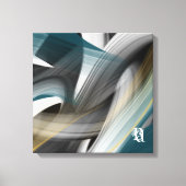 Blauw Groen Goud Zwart Wit Grijs Abstract Canvas Afdruk (Voorkant)
