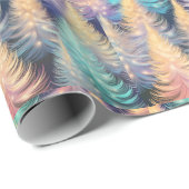 Blauw Groen Gouden Bomen Moderne Kerst Cadeaupapier (Rol Hoek)