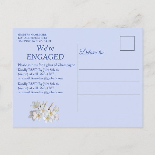 Blauw, groen, gouden zijde en Verloving voor ivore Uitnodiging Briefkaart (Achterkant)