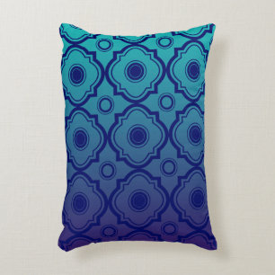 Blauw Groen Gradiënt Geometrisch Quatrefoil Decoratief Kussen
