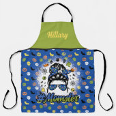 Blauw Groen Grappig Halloween Momster Schort (Voorkant)