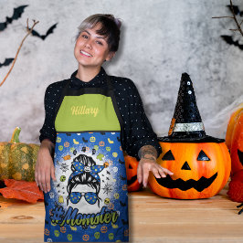 Blauw Groen Grappig Halloween Momster Schort