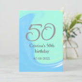 Blauw groen grijs 50ste verjaardag naam toevoegen  (Staand voorkant)