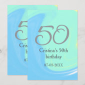 Blauw groen grijs 50ste verjaardag naam toevoegen  (Voorkant / Achterkant)