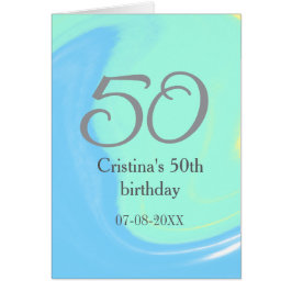 Blauw groen grijs 50ste verjaardag naam toevoegen 