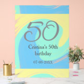 Blauw groen grijs 50ste verjaardag naam toevoegen  acryl bord (Huwelijk)