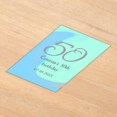 Blauw groen grijs 50ste verjaardag naam toevoegen  acryl uitnodigingen (Laagn)