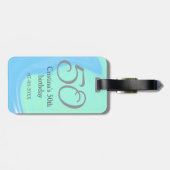 Blauw groen grijs 50ste verjaardag naam toevoegen  bagagelabel (Achterkant horizontaal)