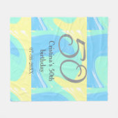 Blauw groen grijs 50ste verjaardag naam toevoegen  fleece deken (Voorkant (Horizontaal))