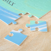 Blauw groen grijs 50ste verjaardag naam toevoegen  legpuzzel (Zijkant)