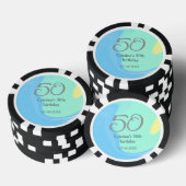 Blauw groen grijs 50ste verjaardag naam toevoegen  poker chips (Opstapeling)