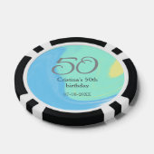 Blauw groen grijs 50ste verjaardag naam toevoegen  poker chips (Enkel)