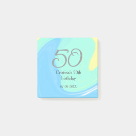 Blauw groen grijs 50ste verjaardag naam toevoegen  post-it® notes
