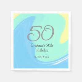 Blauw groen grijs 50ste verjaardag naam toevoegen  servet