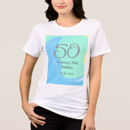 Blauw groen grijs 50ste verjaardag naam toevoegen  Tri-Blend shirt