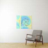 Blauw groen grijs 50ste verjaardag voeg naam datum wandkleed (In Situ (horizontaal))