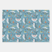 Blauw Groen Grijs Haaien Jongens Verjaardagsfeest Inpakpapier Vel (Voorkant)