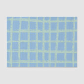 Blauw Groen Hand Geschilderd Raster Patroon Weefse Tissuepapier (Voorkant)