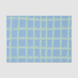 Blauw Groen Hand Geschilderd Raster Patroon Weefse Tissuepapier