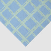 Blauw Groen Hand Geschilderd Raster Patroon Weefse Tissuepapier (Detail)