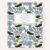 Blauw & Groen Hand Getrokken Bloemblok Print Recep Notitieboek (Voorkant)
