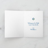 Blauw Groen Hanukkah Menorah Shine Bright Quote Feestdagen Kaart (Binnen)