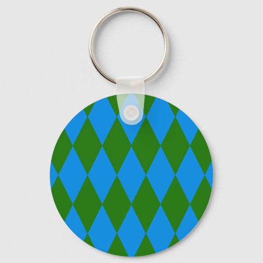 Blauw Groen Harlekijn Geruit Ontwerp  Sleutelhanger (Voorkant)
