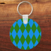Blauw Groen Harlekijn Geruit Ontwerp  Sleutelhanger (Voorkant)