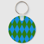 Blauw Groen Harlekijn Geruit Ontwerp  Sleutelhanger (Achterkant)
