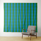 Blauw Groen Harlekijn Geruit Ontwerp  Wandkleed (In Situ (horizontaal))