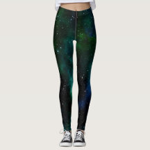 Blauw Groen hemelse sterrenhemel Leggings