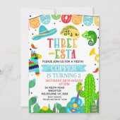 Blauw groen Het is een drie-ste Fiesta Verjaardag Kaart (Voorkant)