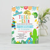 Blauw groen Het is een drie-ste Fiesta Verjaardag Kaart (Staand voorkant)