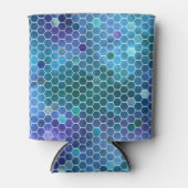 Blauw groen honingraatpatroon blikjeskoeler (Voorkant)
