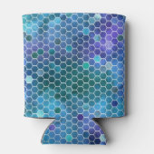 Blauw groen honingraatpatroon blikjeskoeler (Achterkant)