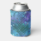 Blauw groen honingraatpatroon blikjeskoeler (Blikje Achterkant)