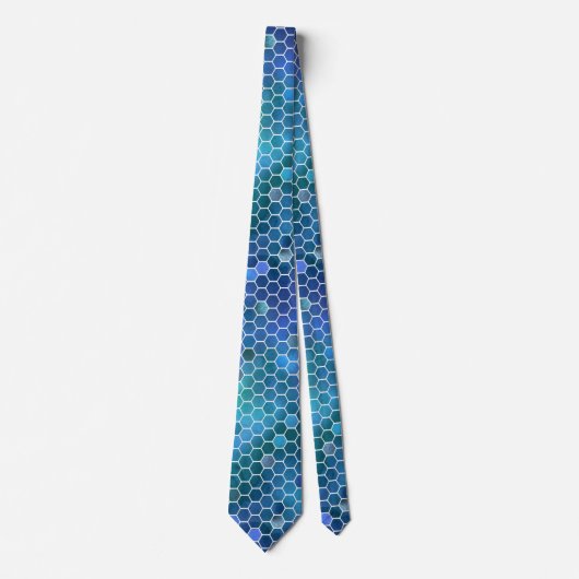 Blauw groen honingraatpatroon stropdas (Voorkant)