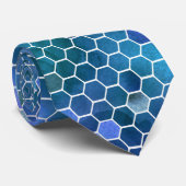 Blauw groen honingraatpatroon stropdas (Opgerold)