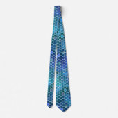Blauw groen honingraatpatroon stropdas (Achterkant)