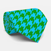 Blauw Groen Houndstooth Schotse Ruitruit Stropdas (Opgerold)