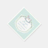 Blauw groen houten paard gingham baby boy douche servet (Hoek)