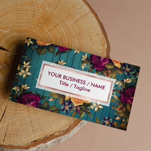 blauw groen houtkoraal bordeauxrood bloesem visitekaartje