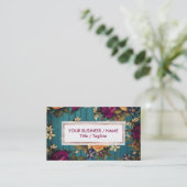 blauw groen houtkoraal bordeauxrood bloesem visitekaartje (Staand voorkant)