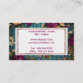 blauw groen houtkoraal bordeauxrood bloesem visitekaartje (Achterkant)