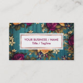 blauw groen houtkoraal bordeauxrood bloesem visitekaartje (Voorkant)