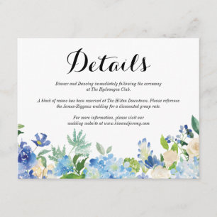 Blauw Groen Hydrangea Bloem Bruiloft Details Kaart