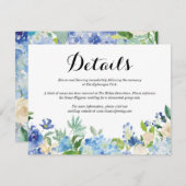 Blauw Groen Hydrangea Bloem Bruiloft Details Kaart (Voorkant / Achterkant)