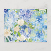 Blauw Groen Hydrangea Bloem Bruiloft Details Kaart (Achterkant)