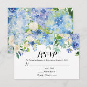 Blauw Groen Hydrangea Bloemenbruiloft RSVP Kaart (Voorkant / Achterkant)