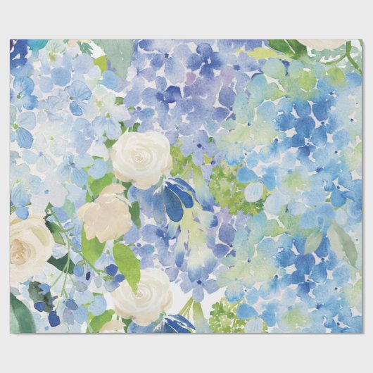 Blauw Groen Hydrangea Bloemverpakking Papier (Vlak)